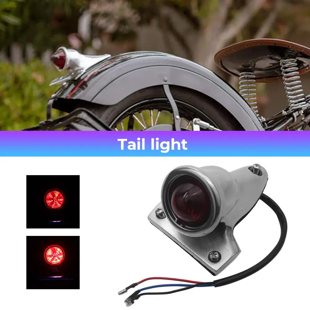 Universal Motorcycle LED Rear Tail Brake Light Vintage DRL Running Lamp w/ Bracket Fits For Harley Bobber Choppers Accessories