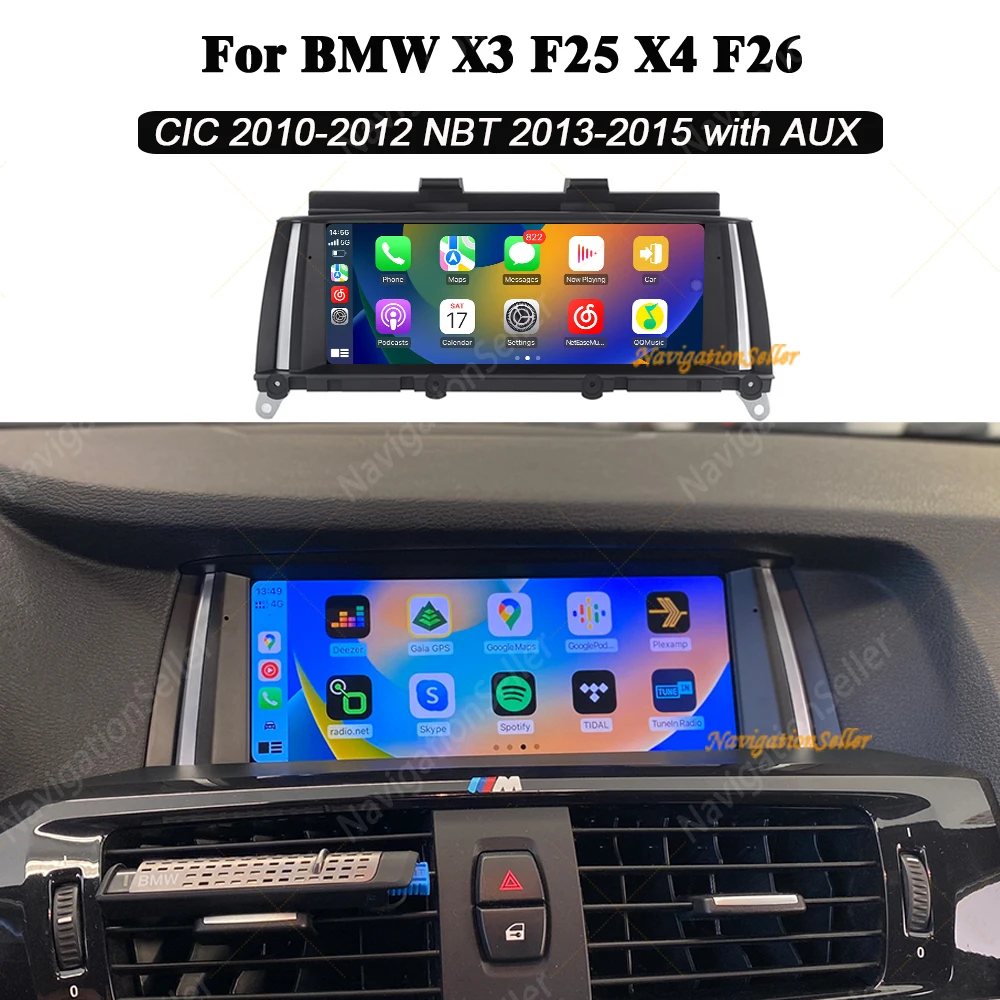 VIGOHI Android 13 Car Radio For BMW X3 F25 X4 F26 CIC NBT Multimedia Audio Stereo Screen Head Unit GPS Navigation Carplay Monito