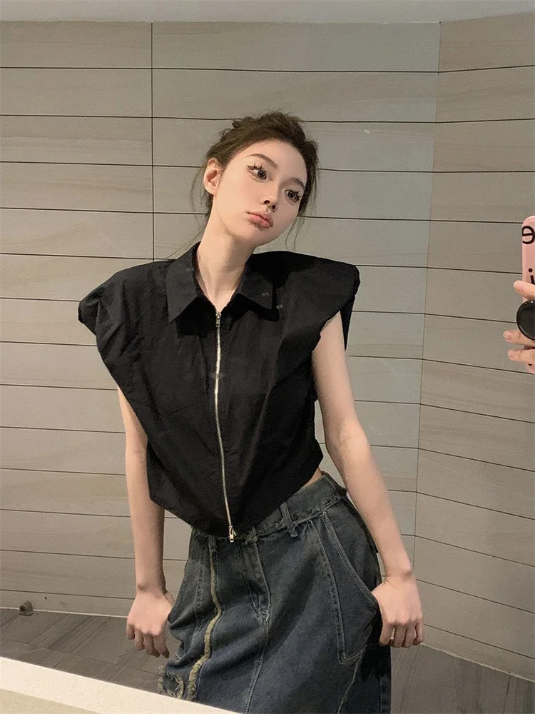 Jmprs-女性用ジッパーTシャツ,女性用カジュアルオフィスブラウス,女性用韓国ホワイトトップ