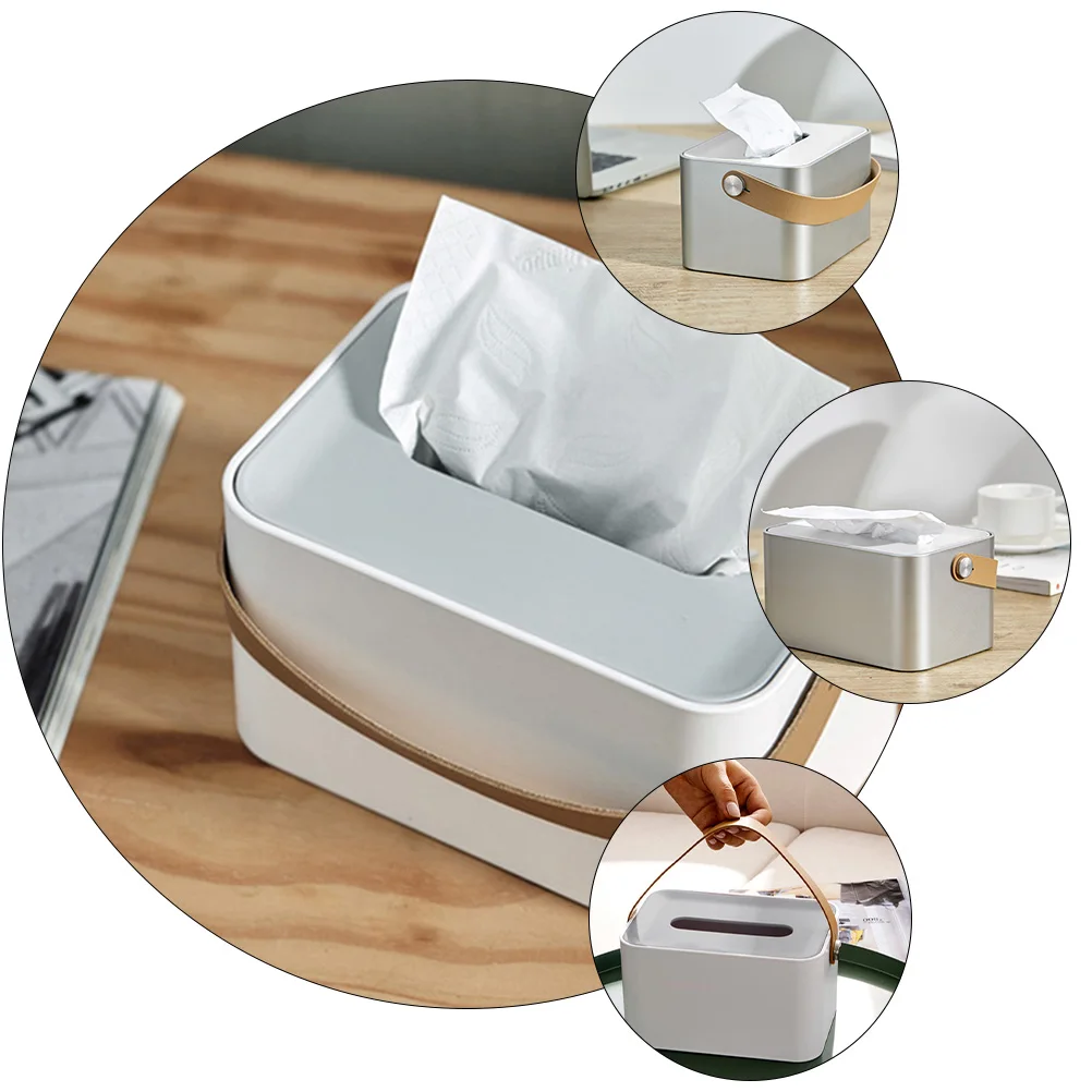 

Handle Tissue Box Portable Paper Storage Desk Room Wipe Case Plastic Home Office ABS Compact Size