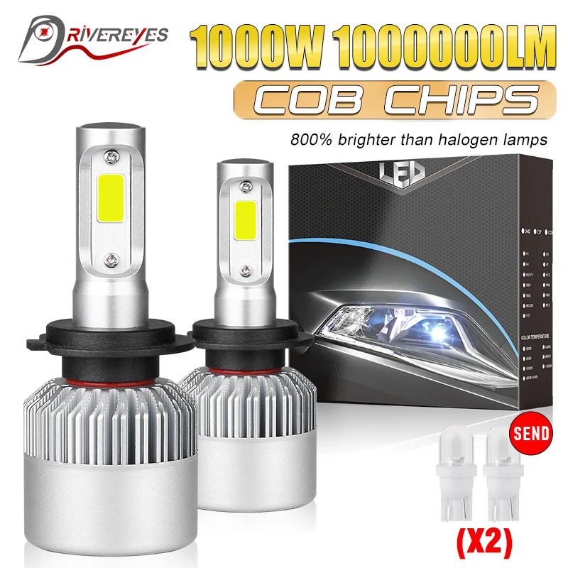 H7 LED H11 H4 Hi/Lo H1 H3 H8 HB1 HB3 HB4 HB5 HIR2 H13 H27 9005 9006 5202 Car Headlight Bulbs 5000K 6000K COB car lights 12V 24V