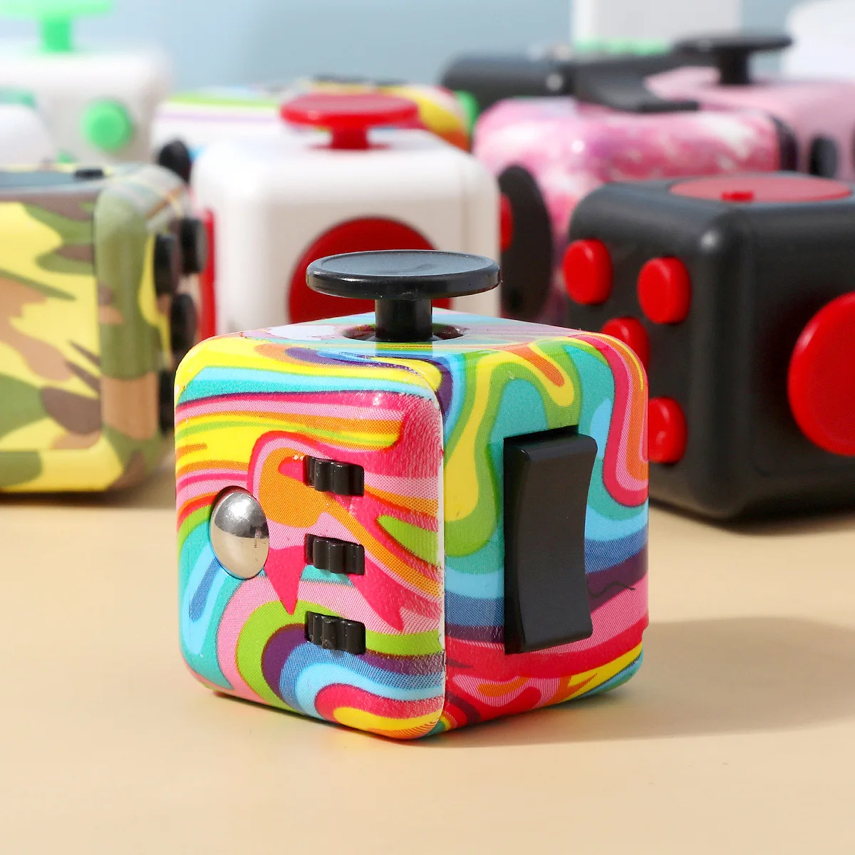 ADHD Autismo Mini Decompressione Antistress Sollievo Dito magico Dadi Fidget Cube Giocattoli sensoriali Bambini Adulti Set di sfiato di decompressione