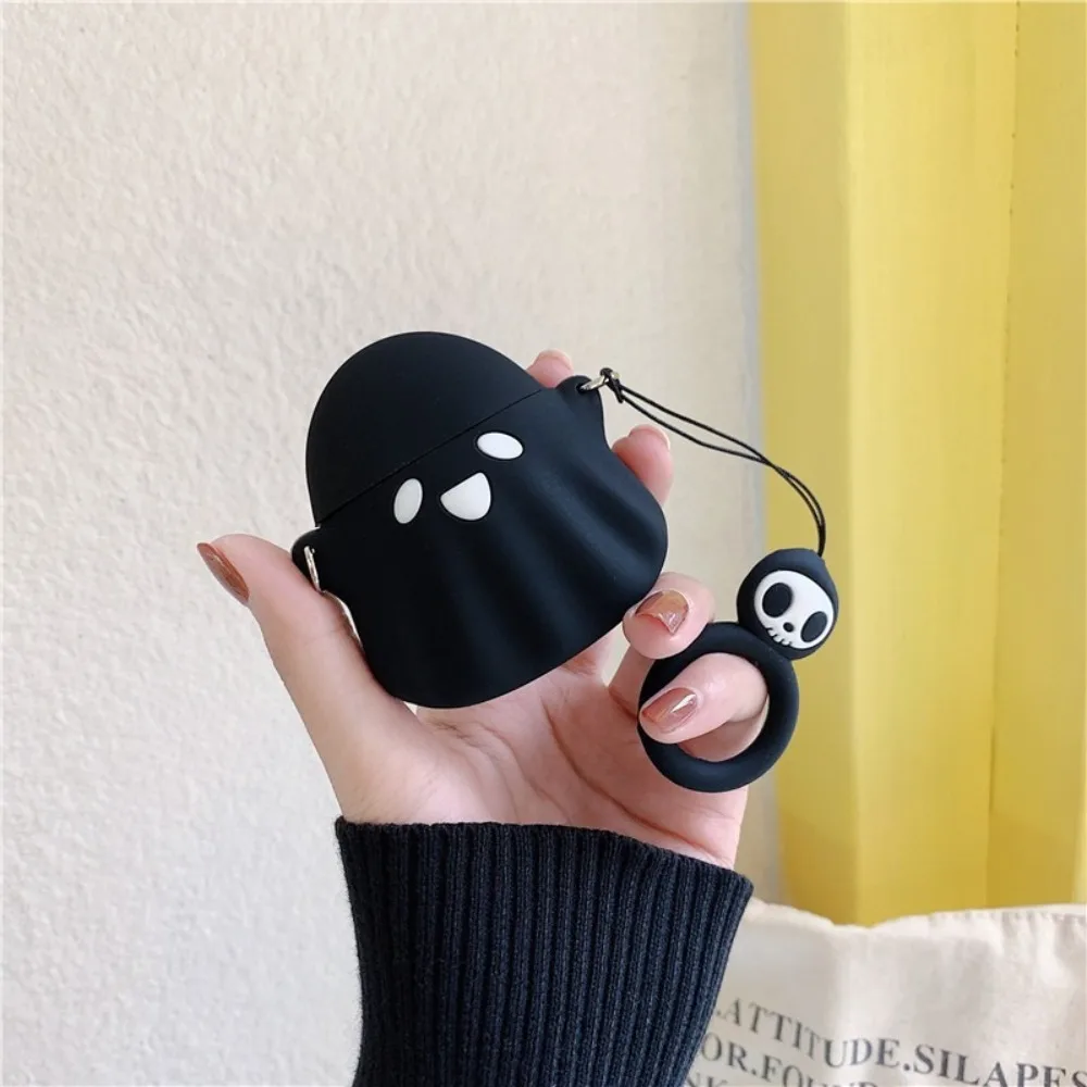 Cartoon Ghost Design Earphone Case Creative Halloween Style Silicone Headphone Cover with Hook for Airpods 1/2/3/Pro/Pro2