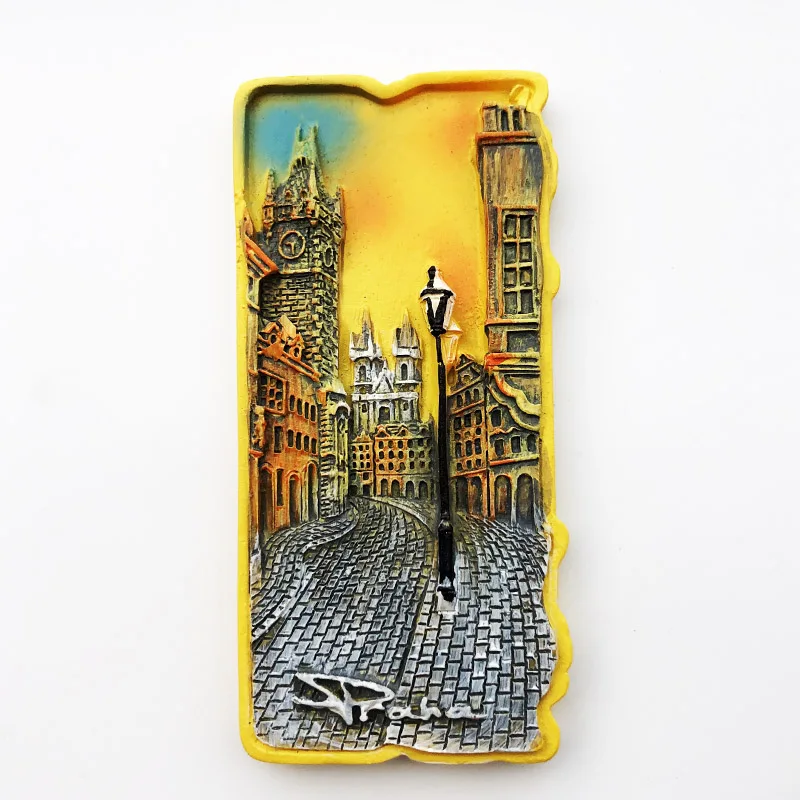 

Fridge magnet Czech Prague Bell Tower Street View Decoration Resin Refrigerator Magnet Tourism Souvenir Crafts Message Post