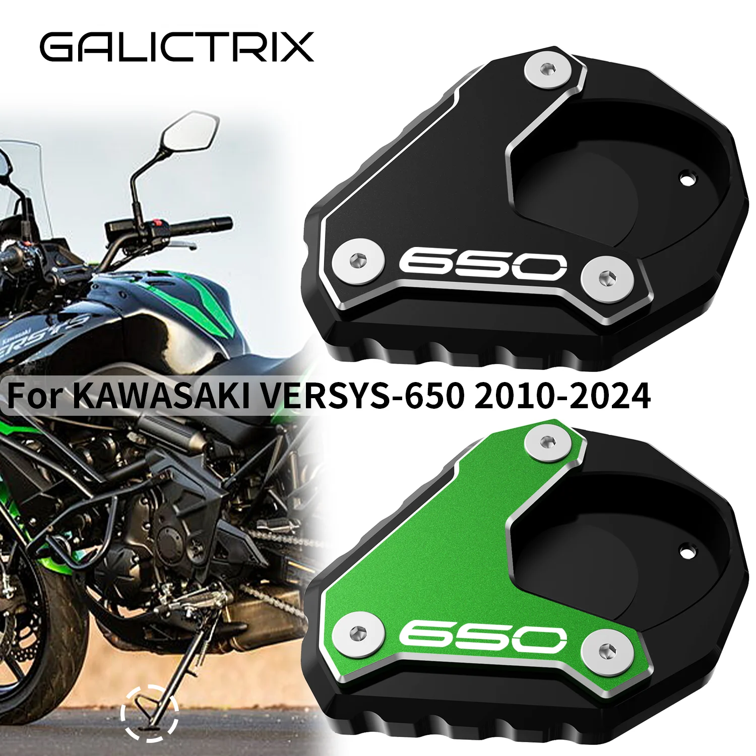 Para KAWASAKI VERSYS650 VERSYS 650 2010-2025 2024 Accesorios para Motocicleta, Extensión de Soporte Lateral, Alargador de Base de Apoyo, Placa de Ampliación