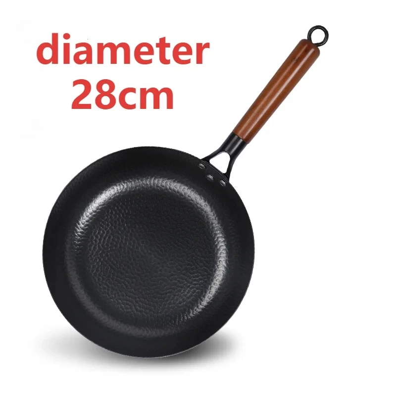 28 Cm Household Handmade Cast Iron Frying Pan Non-stick Frying Pan Steak Auxiliary Food Pan Gas Stove Induction Cooker Universal