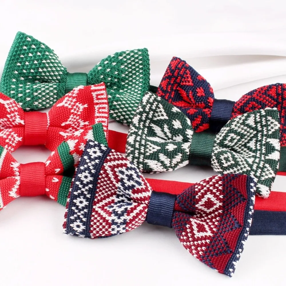 Creative Snowflake Knitted Christmas Necktie Adjustable Strap Soft Xmas Shirt Tie Heart Polka Dot Cravat Suit Accessories