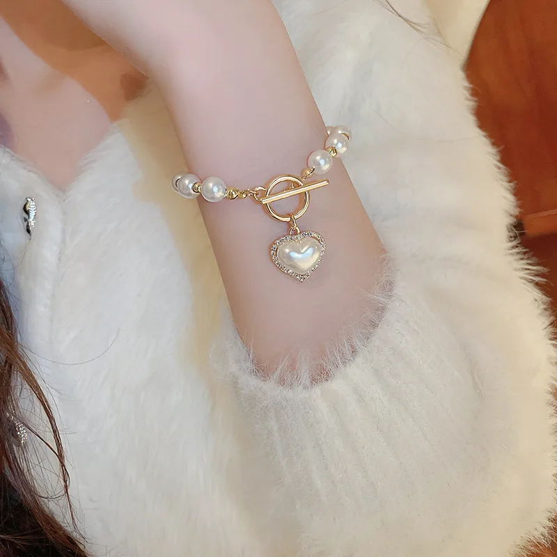 NISHIZAWA French OT Buckle Pearl Heart Bracelet Temperament Bracelet Jewelry