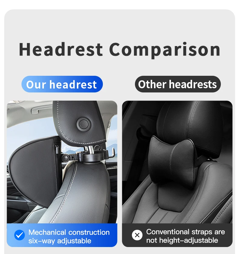 Leder Auto Sitz Kopfstütze Kissen Multifunktions Memory Foam Auto Hals Kissen Einstellbare Auto Kopfstütze Kissen Auto Zubehör – Detail 3