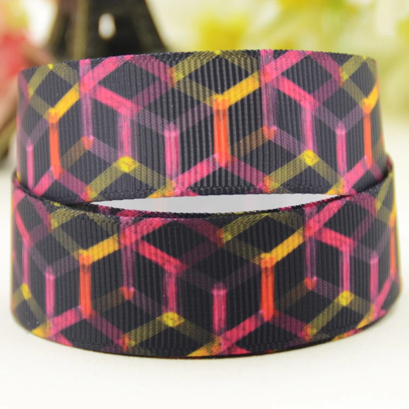 22mm 25mm 38mm 75mm Geometry cartoon printed Grosgrain Ribbon party decoration 10 Yards satin ribbons