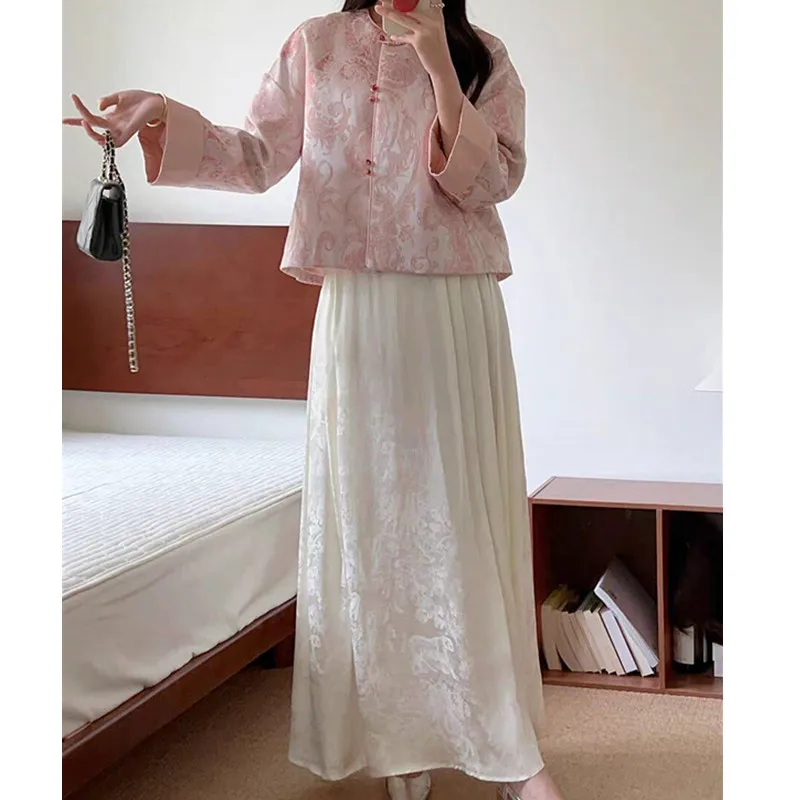 

Новая китайская юбка Sanji Xianyue с высокой талией, шелковой вышивкой и винтажным узором для женщин, весна-лето