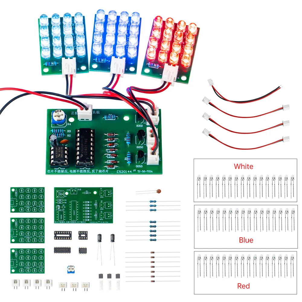 DIY CD4017 + NE555 Flash Light Explosion-flashing LED Suite Self DIY Learning Electronic Kit Strobe Module TJ-56-715