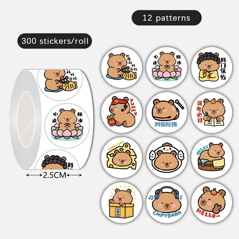 300 Stickers Cartoon Capybara Graffiti Sticker For Water Bottle Laptop Luggages Laptop Decals Decoration Kid Reward Gift Toy