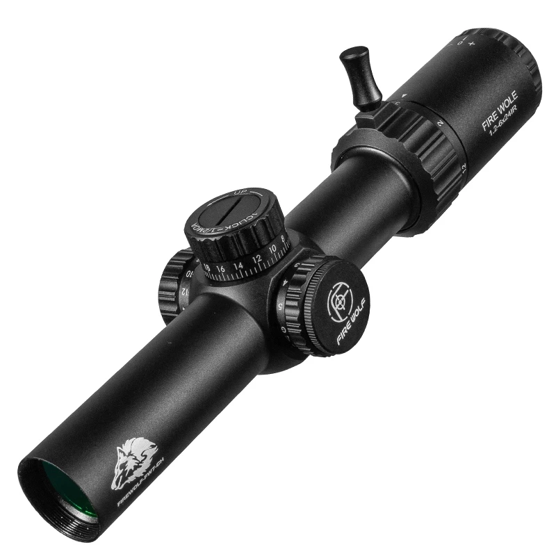 Fire Wolf HD 1-6X24 IR Compact Hunting Scope Tactical Rifle Scopes Glass Etched Reticle Wide Field of View Optical Sights