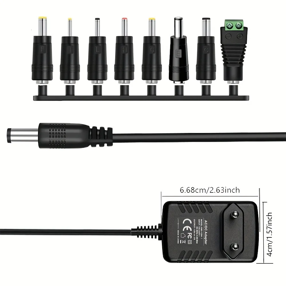 DC 5V 6V 9V 12V 24V Power Supply Adapter 1A 2A 3A  8V 10V 15V 2A 3A Power Adapter DC Plug Converter EU US with 8cs Connect  Plug