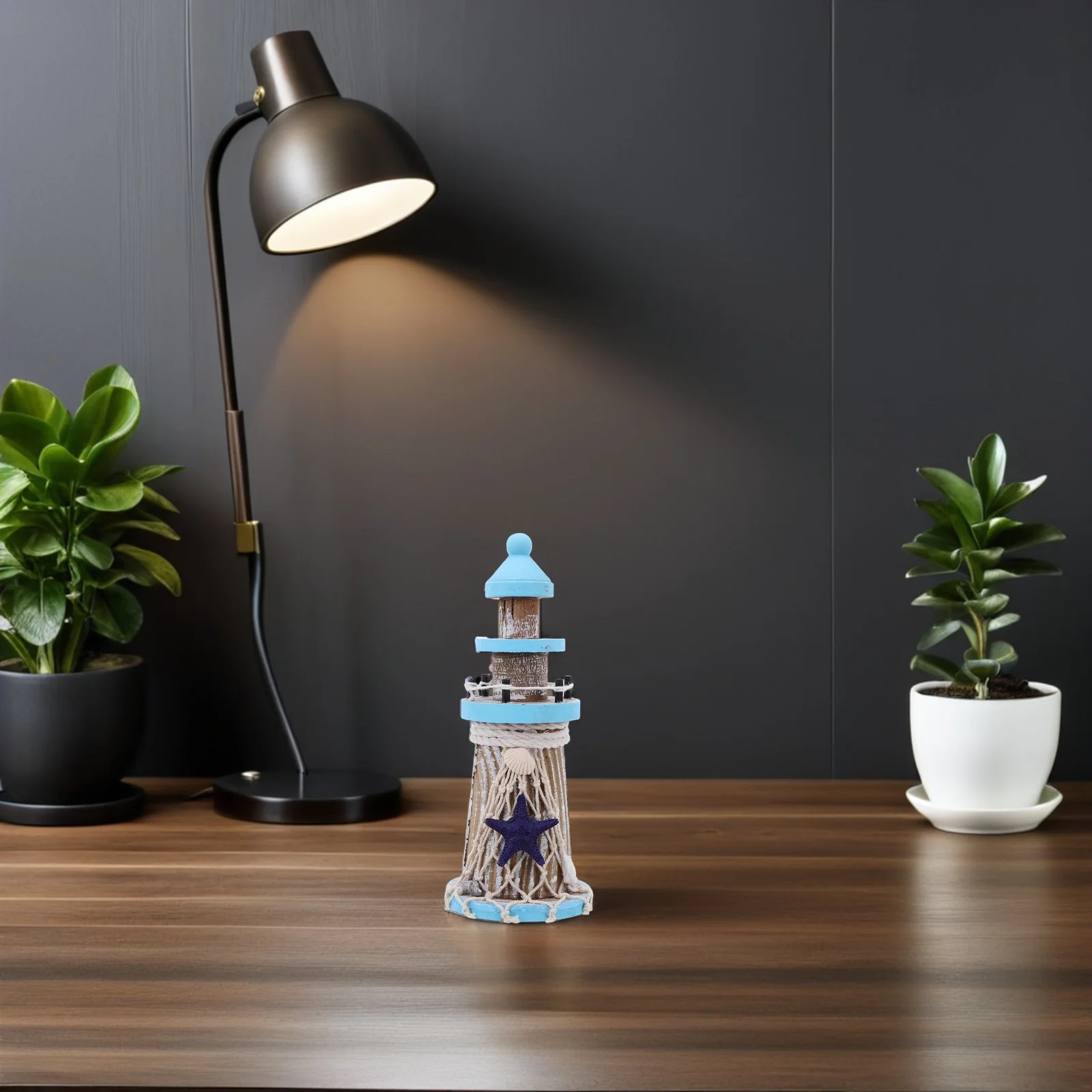 19 سنتيمتر خشبية البحر الأبيض المتوسط نمط المنارة بحري منضدية زخرفة خمر المحيط موضوع غرفة الشاطئ الديكور