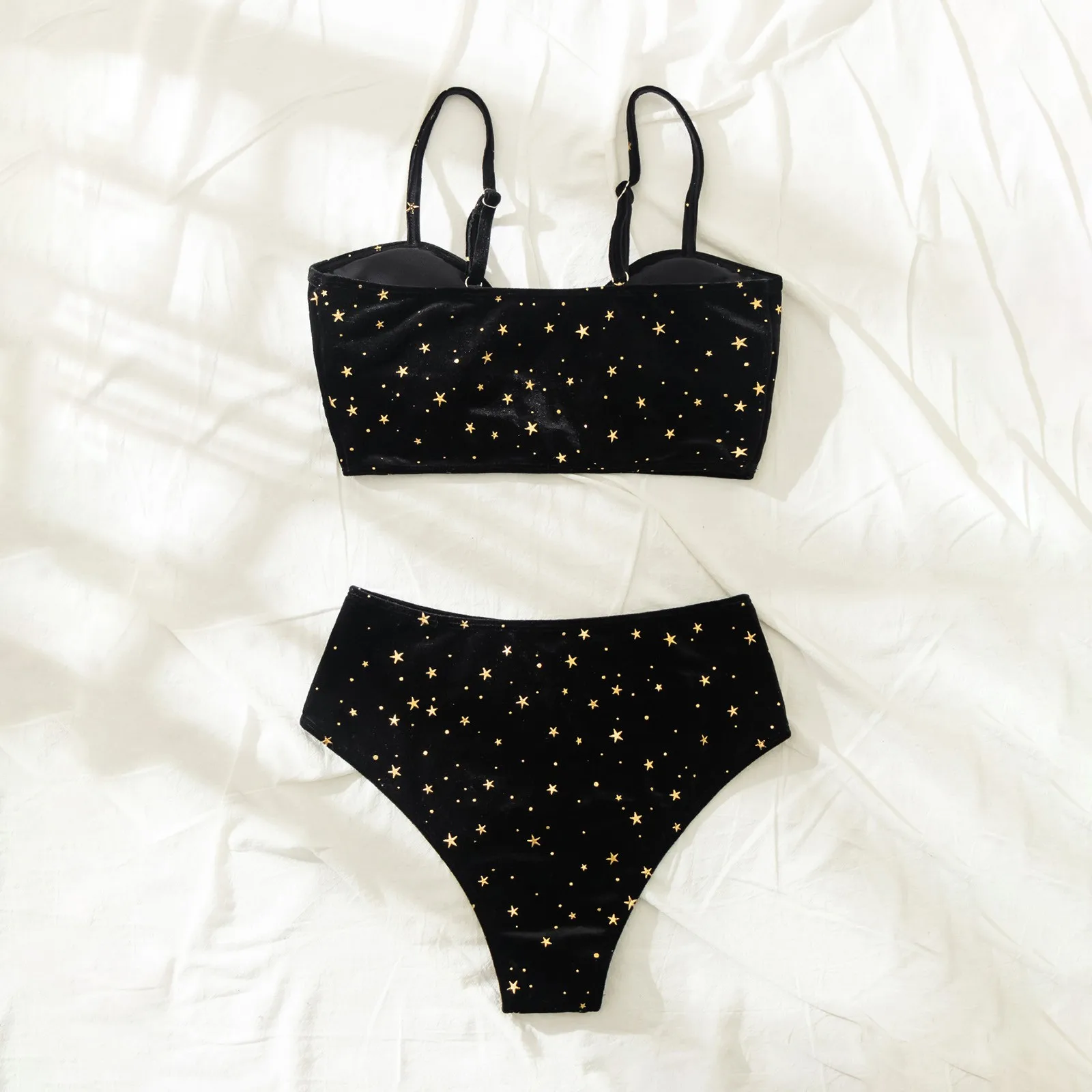 Bathing Suit Women Sports Velvet Printed Two Pieces Swimsuit Sexy Split Bikini Set Summer Cotton Comfy Women'S Swimsuits