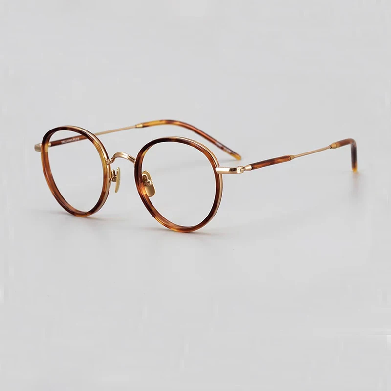 New selling round frame acetate frames men's commercial titanium frames optical myopia female presbyopia retro fashion glasses