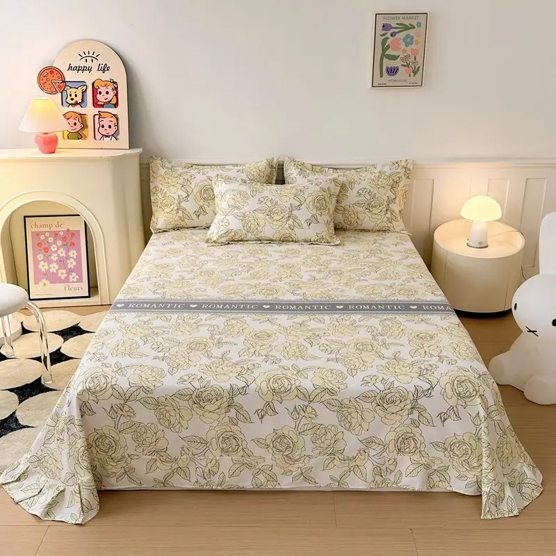 Scandinavian Style 100% Cotton Flannel Bed Sheet Set Single Piece Thickened Soft Warm Winter Bedding With Various Patterns
