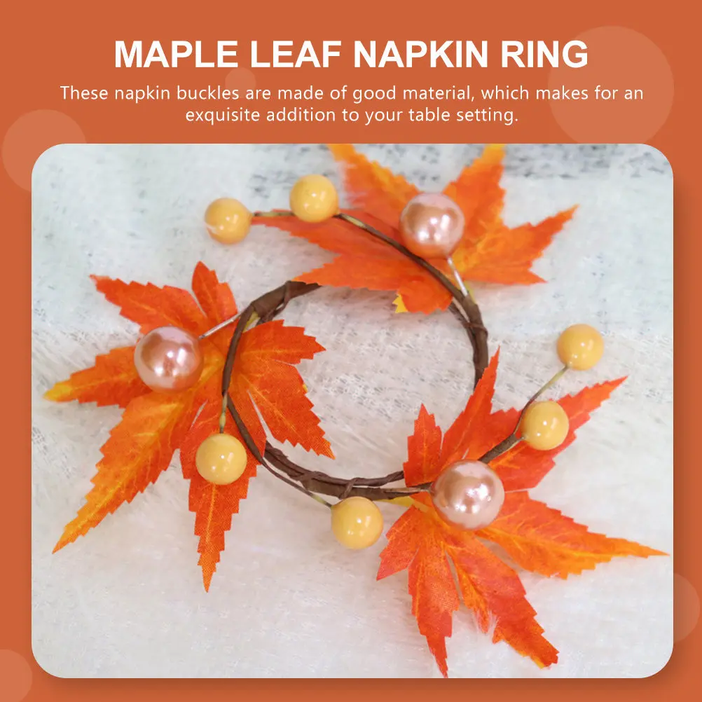 4Pcs Maple Leaf Napkin Rings Elegant Table Decor Napkin Buckles for Thanksgiving Party Holiday Gift Formal Casual Dining
