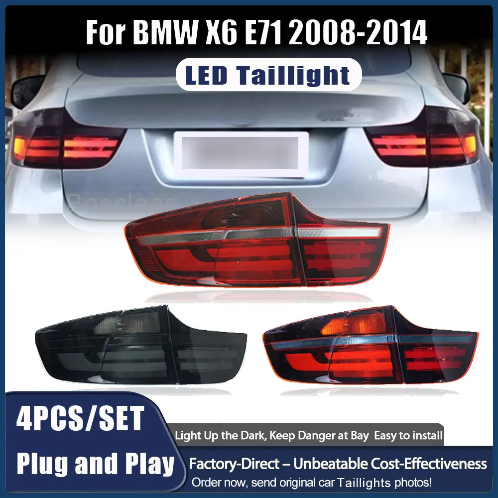 

Car Accessories Led Tail Lights Assmebly for BMW X6 E71 2008-2014 Plug and Play Rear Lamps Brake Fog DRL Signal Auto Taillight