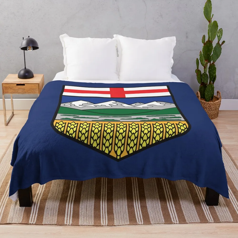 

Alberta provincial flag with blue background Canada HD High Quality Online Store Throw Blanket Decorative Sofa Softest Blankets