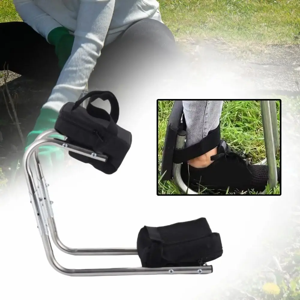 

Sturdy Knee Seat Protector Labor-Saving Wearable Garden Knee Seat Stainless Steel Adjustable Farm Work Garden Stool Chair
