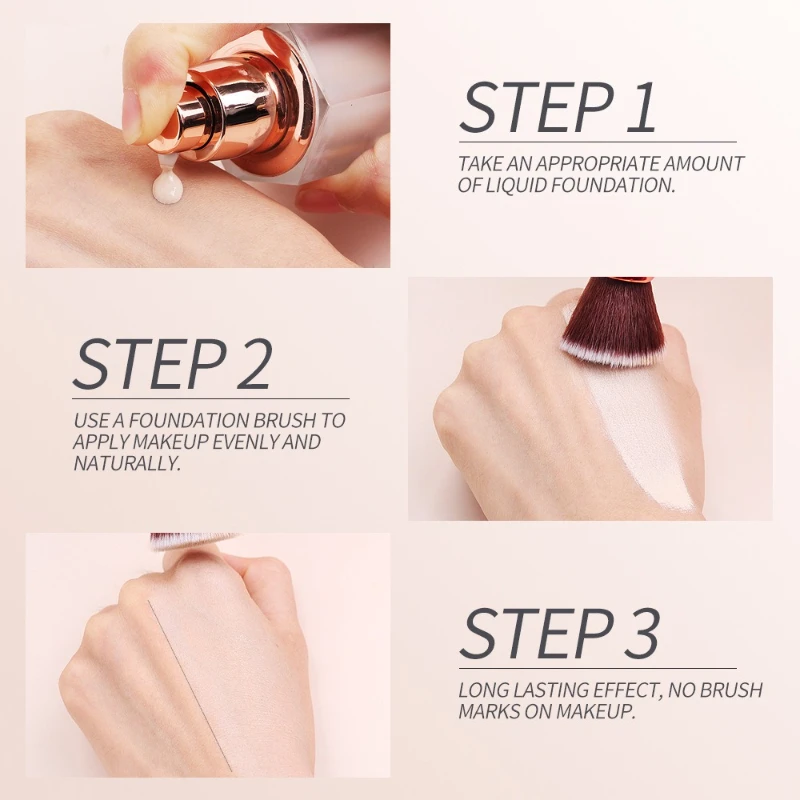 Nouveau pinceau de maquillage pour fond de teint à tête plate, brosse anti-cernes BB, cheveux doux, outil de brosse de maquillage pour le visage avancé sans couture