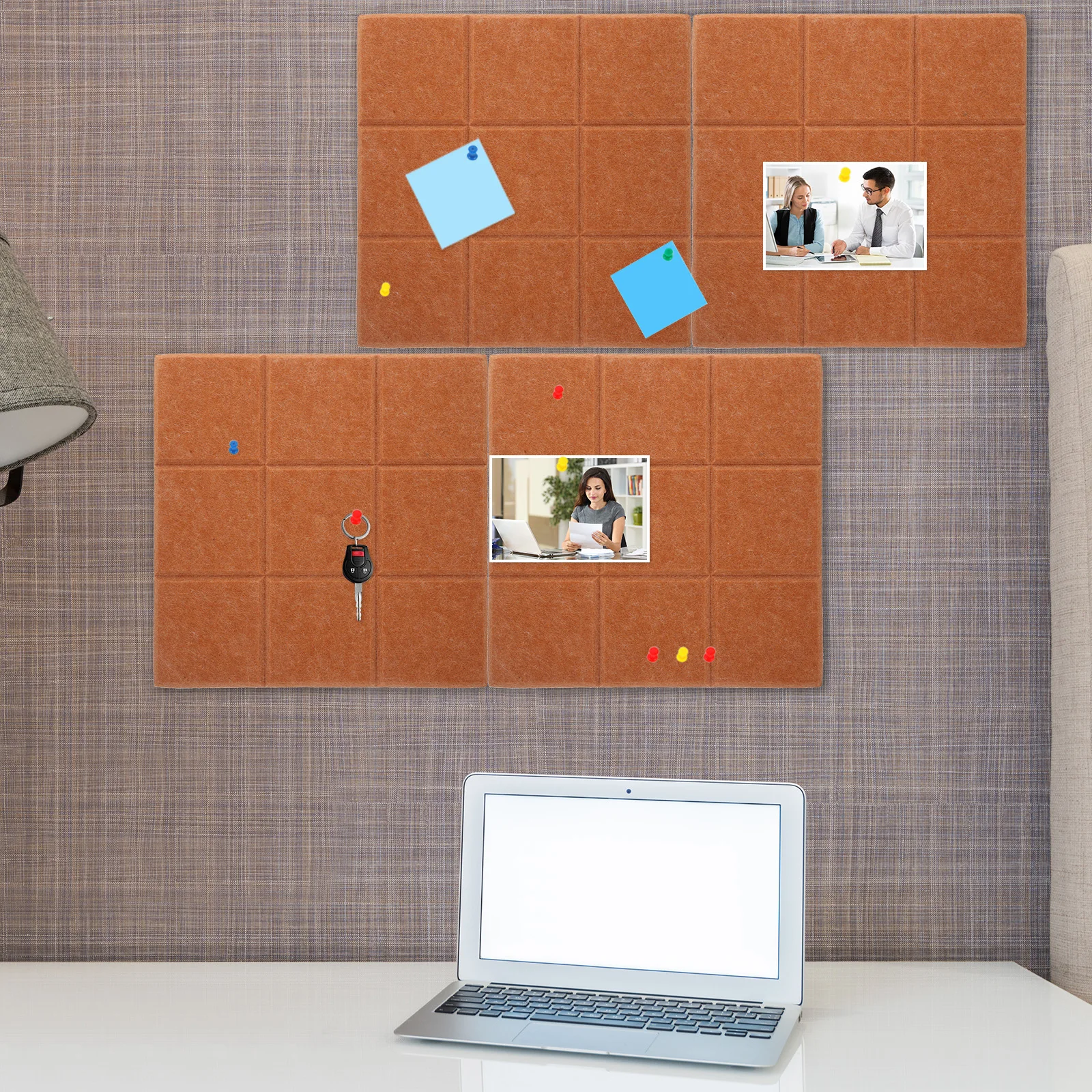 

6pcs Felt Bulletin Board Wall Sticker Decorative Activity Boards Fabric Memo Pin Tiles For Kids Room Home Office Use