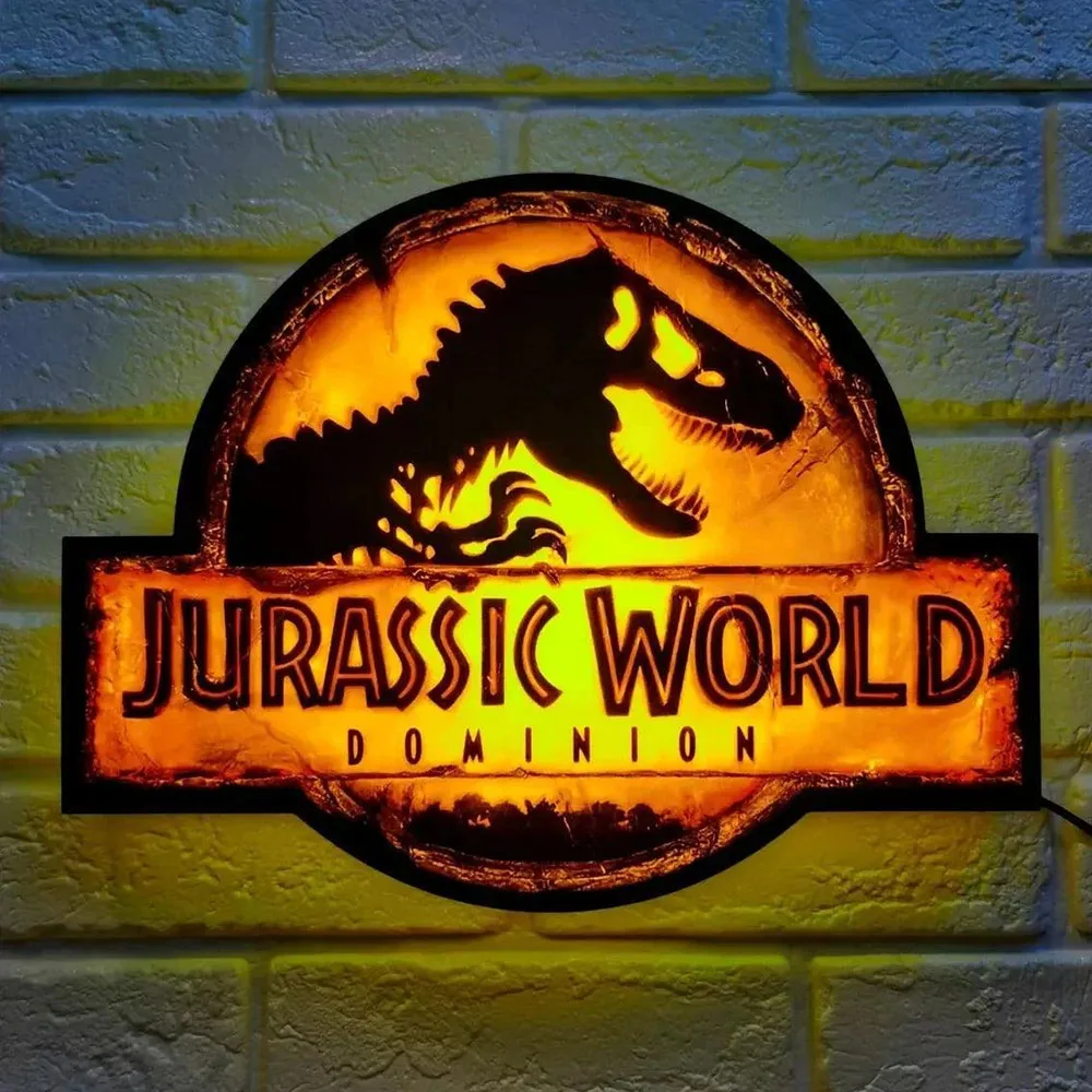 Custom 3D Printed Lightbox Jurassic Park Logo Sign LED Nightlight Game Lightbox Custom Wall Decor Illuminated Sign