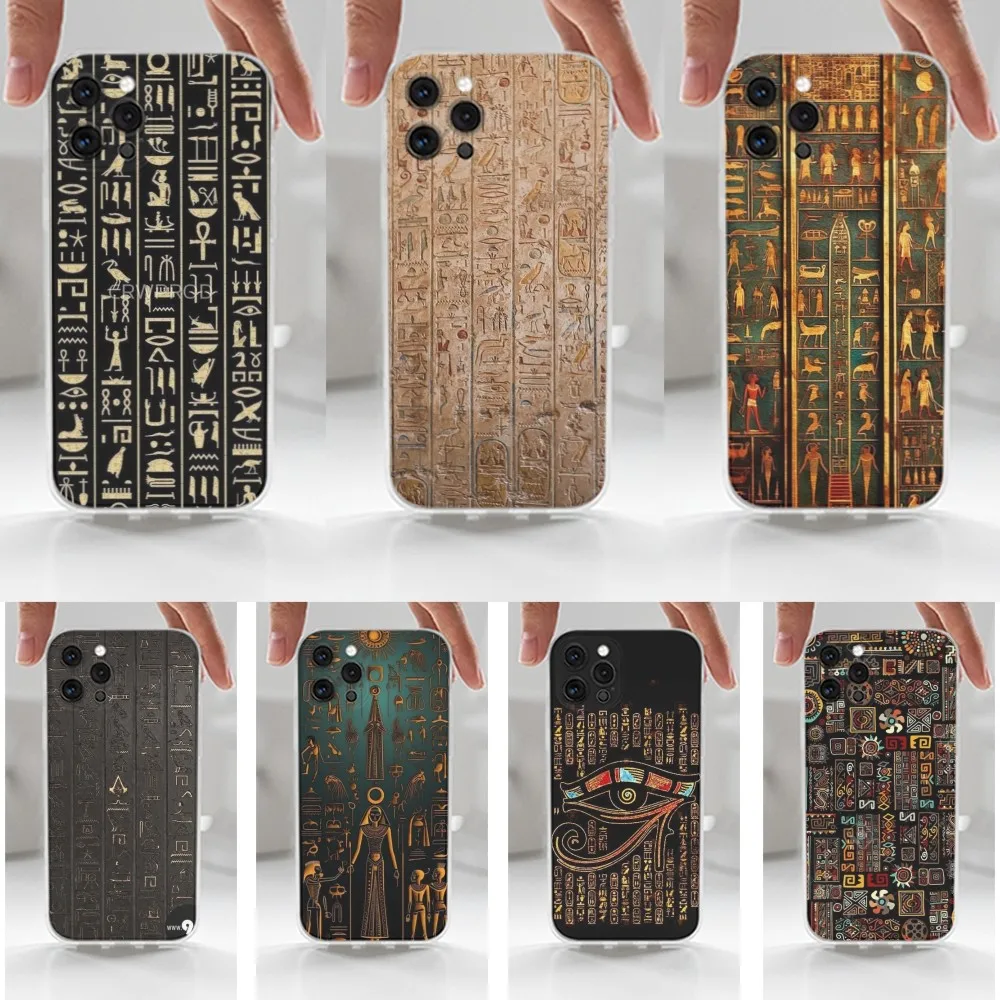 Ancient Egypt hieroglyph Phone Case For iPhone 16,15,14,13,12,11 Plus,Pro,Max,XR,XS,X,7,8 Plus,SE,Mini,Transparent,Silicone Case