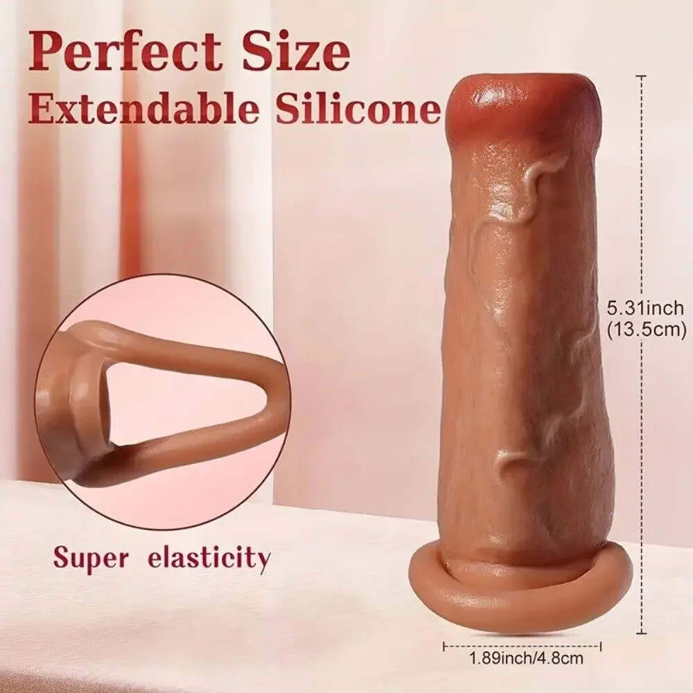 Silicone Realistic Penis Enlargement Set Penis Stretcher Couple Flirting Cock Ring Penis Restraint G-spot Stimulation Sex Toys