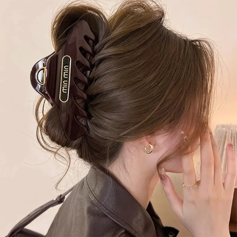 

2025 Korean Style Letter Claw Clip, French Elegant Acetate Updo Hair Clip for Women, Luxury Hair Accessories