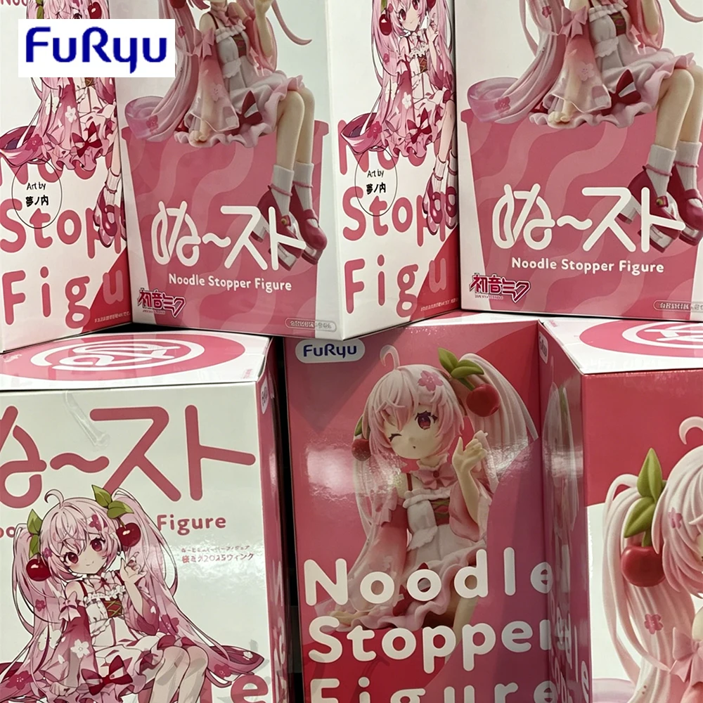 在庫あり-ファーリューヌードルストッパーフィギュア-初音ミク-桜初音2025-wink-pvc-14cm-アニメフィギュア-おもちゃ-アクションフィギュア-モデル