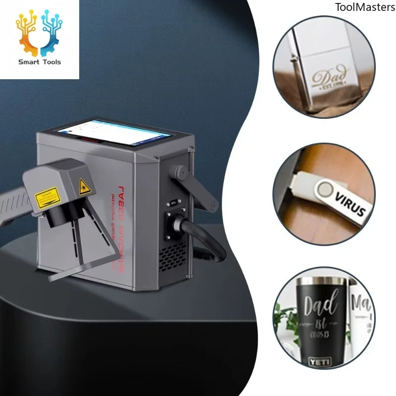 

New Mini Portable Handheld Air Cooling Fiber Laser Marking Machine 20W/30W/50W Metal Plastic Leather AI DXF/PLT Easy Operation