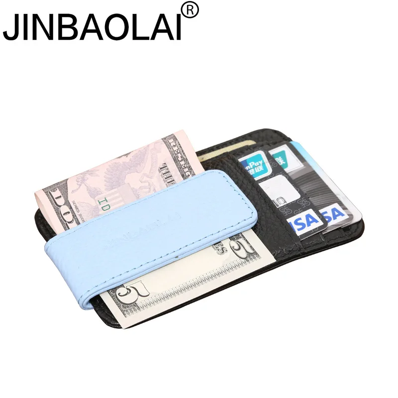 

JINBAOLAI Genuine Leather Men Wallet Money Clip Magnet Clip Ultrathin Pocket Clamp Credit Card Case Mini Creative Wallet Men