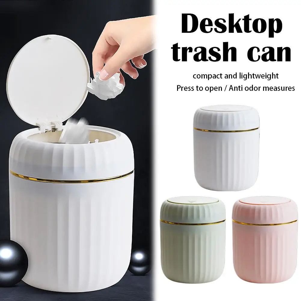 Mini Desktop Trash Can Durable Plastic Waste Bin with Lid Garbage Organizer for Bedroom Office Desk Home Supplies