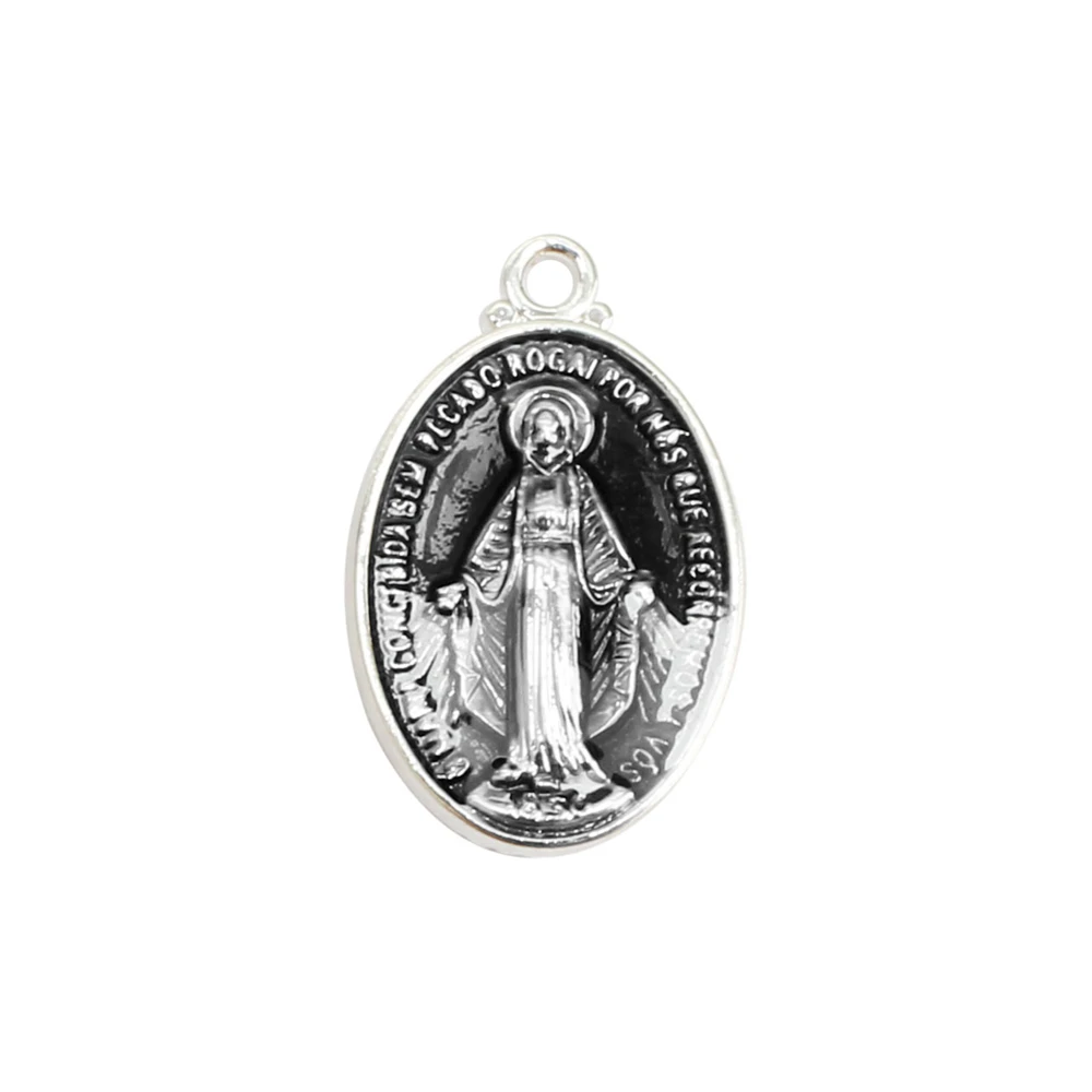 20pcs Alloy Enamel Silver Color Big Statement Oval Shape Virgin Mary Oil Drip Pendants Charms DLY Accessories DIY Jewelry Crafts