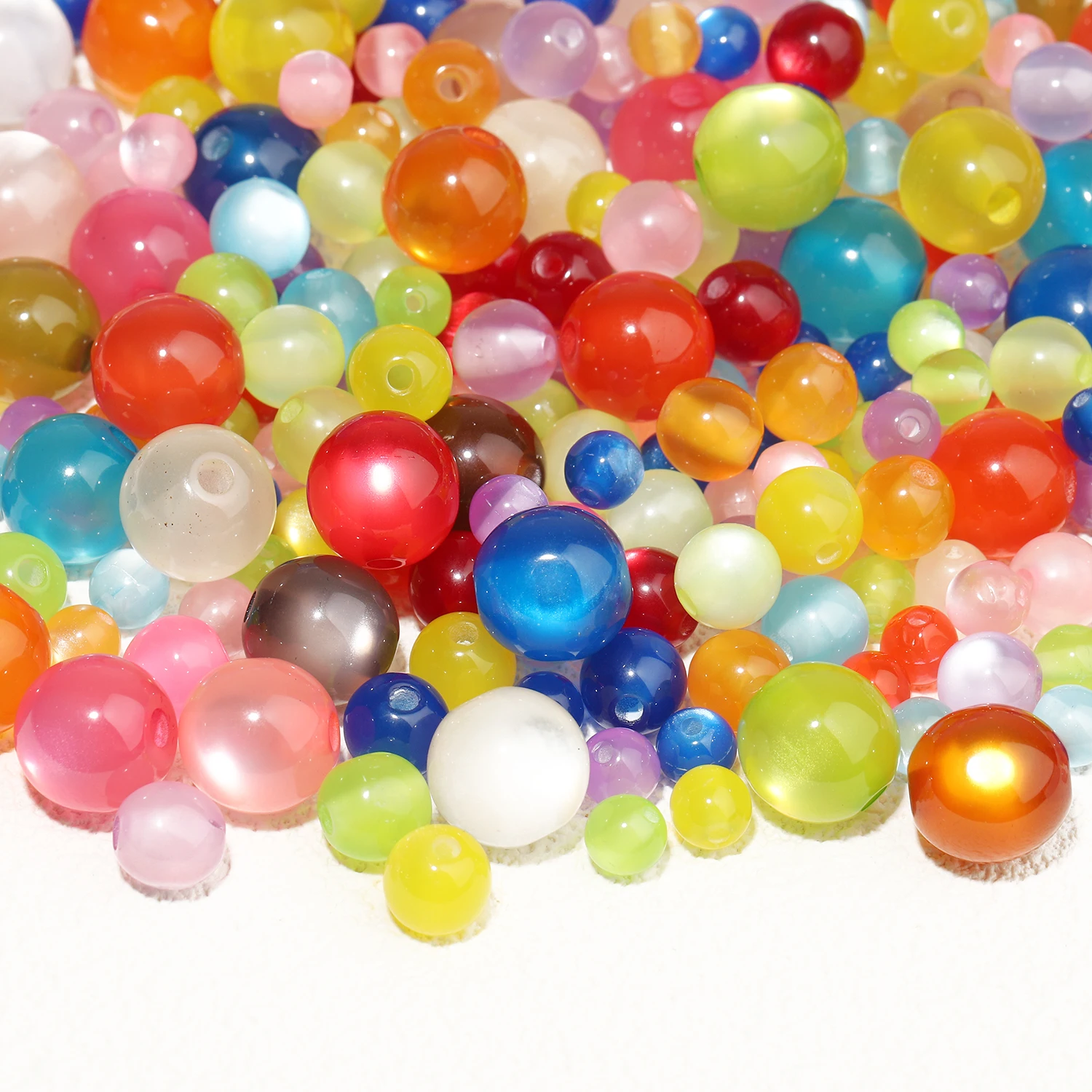 6mm 8mm 12mm Colorful Cat Eye Resin Beads Round Loose Spacer Beads for Jewelry Making Diy Bracelet Necklace Earrings Accessories