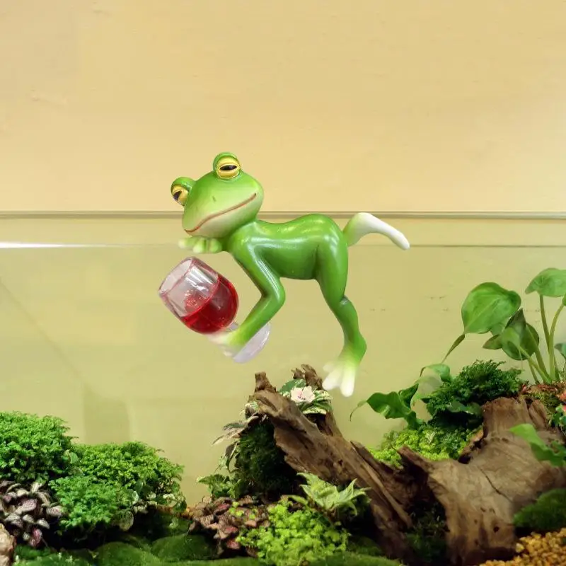 Hanging Frog Edge Decor Ornament Non-Toxic Resin Mini Figurine for Flower Pot Fish Tank Patio Home Decor