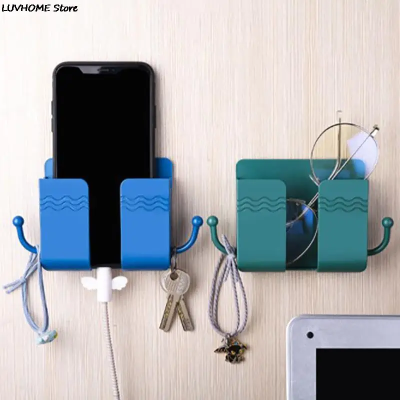 Wall Mounted Storage Box Remote Control Case Phone Plug Charging Holder Rack