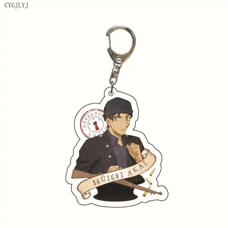 New Cartoon Detective Conan Keychain Conan Edogawa Haibara Ai Mouri Ran Cosplay Figures Acrylic Key Chain For Women Men Jewelry