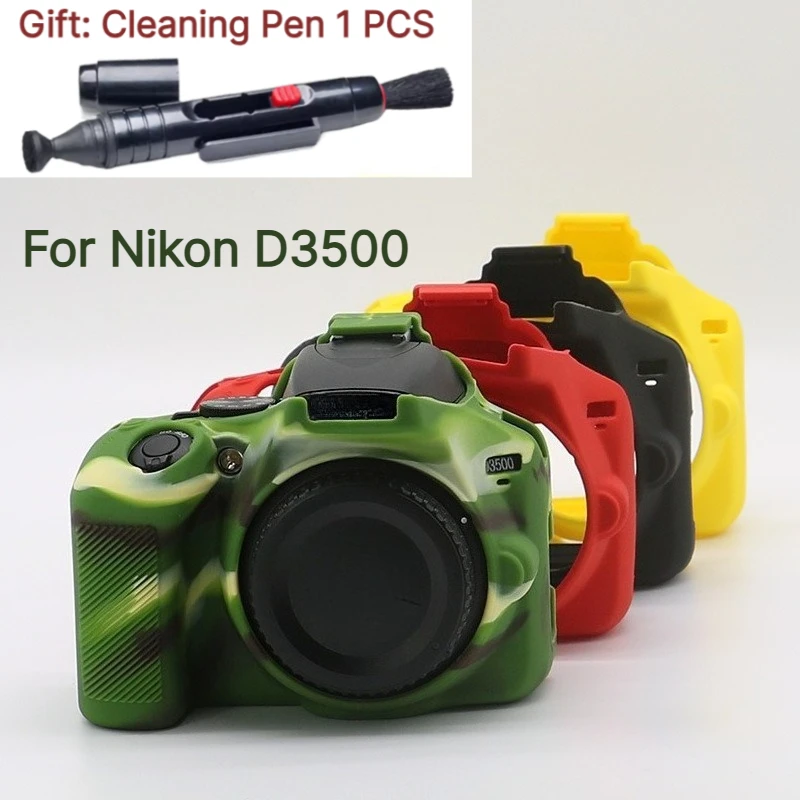 Silicone Digital Camera bag Accessories For Nikon D3500 Protective case waterproof soft case Camera Base+1PCS Free Tempered Film