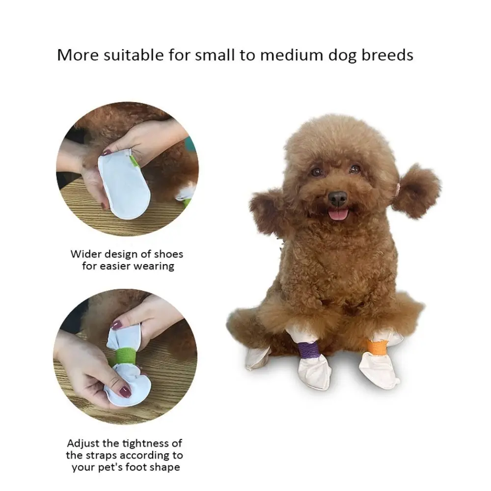 8pcs Non-woven Fabric Pet Shoes White Protective Pet Disposable Shoe Covers Dog Foot Cover For Outdoor Activities of Pets