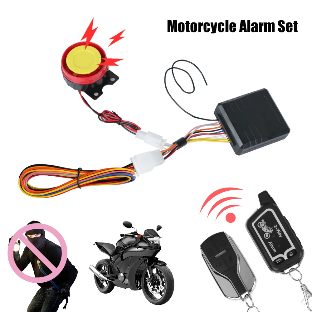 12V 125dB Motorcycle 2 Way Alarm System Anti-theft Protection Remote Control E-bike Scooter Motorbike Security System Universal