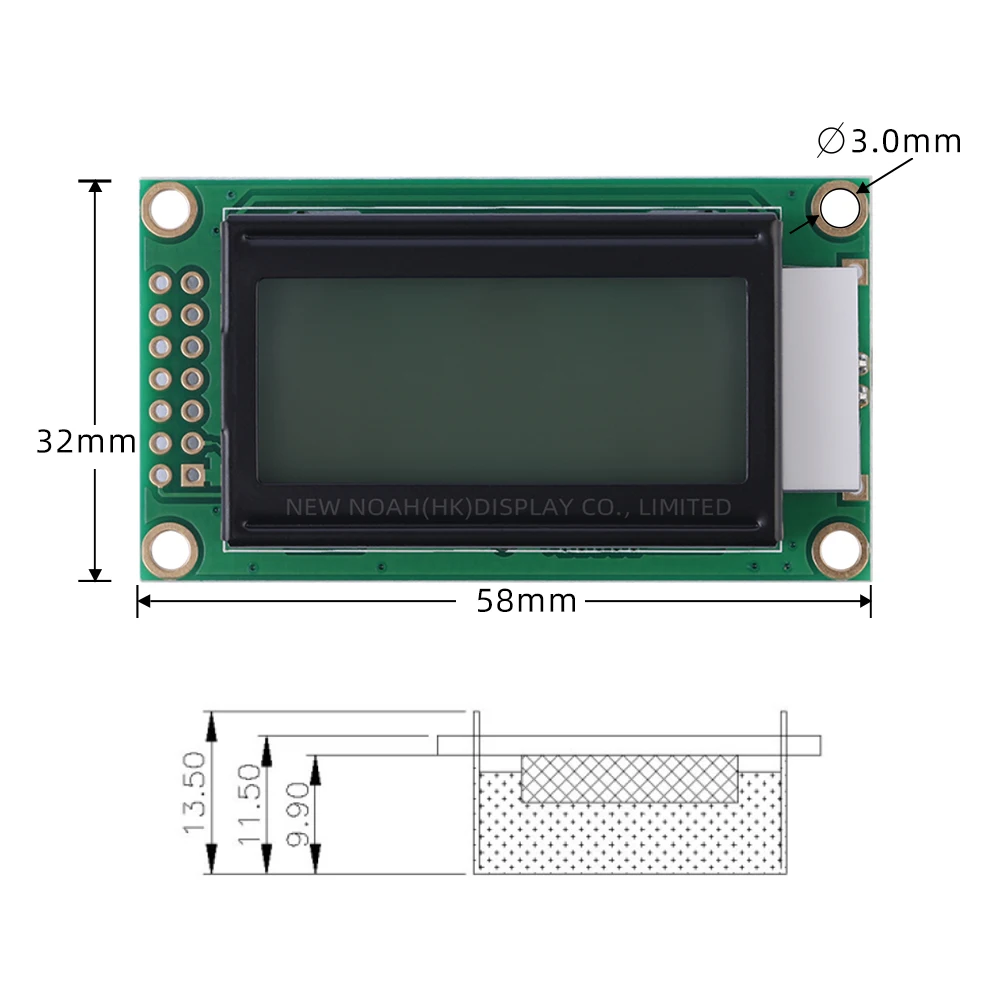 Écran d'affichage en film gris cyrillique, lettres noires, 0802 LCD, 14 broches, 3.3V, 5V, matrice de points Rick, 0802B-2