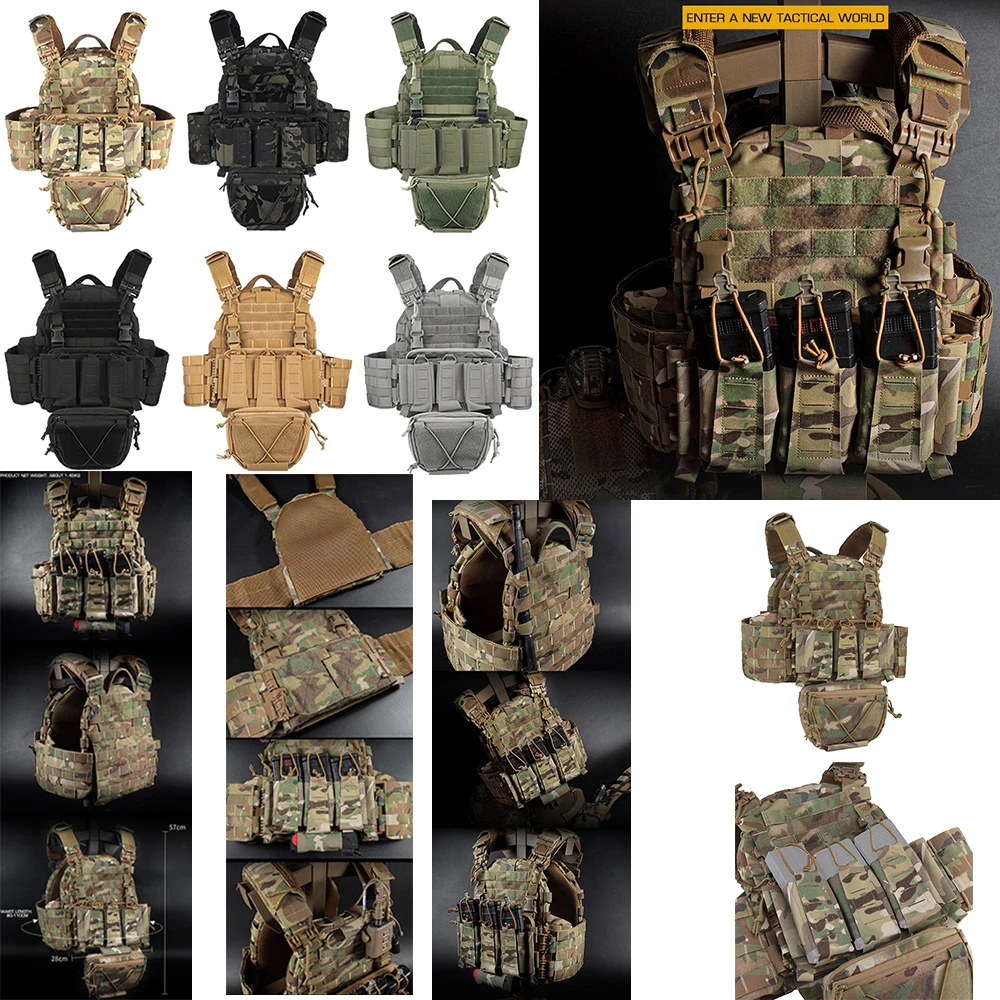 

NEW Outdoor ARC Tactical Vest With Triple Magazine Pouch Hunting Vest Tubes Quick Release Plate Carrier Vest CS Game Gear