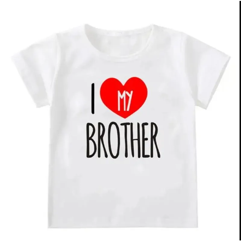 Camiseta "I Love My Sister/ Brother" para niños y niñas, Tops de manga corta para niños, camisa informal para niños, camiseta de aspecto familiar, 2022