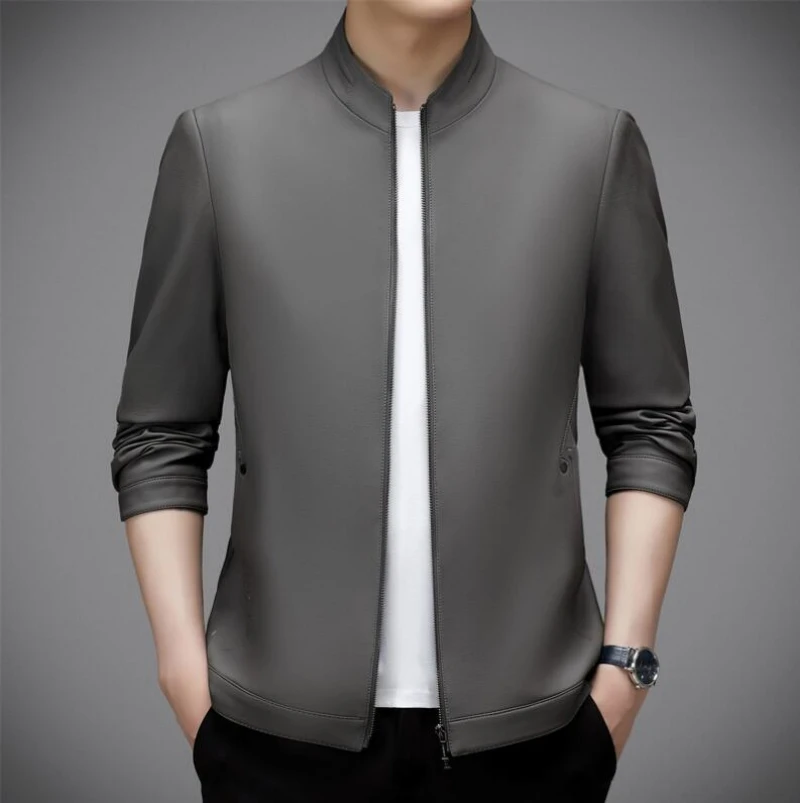 Spring and Autumn New  Leather Clothes Men's PU Stand Collar Leather Jacket Thin Casual Jacket Handsome Jacket