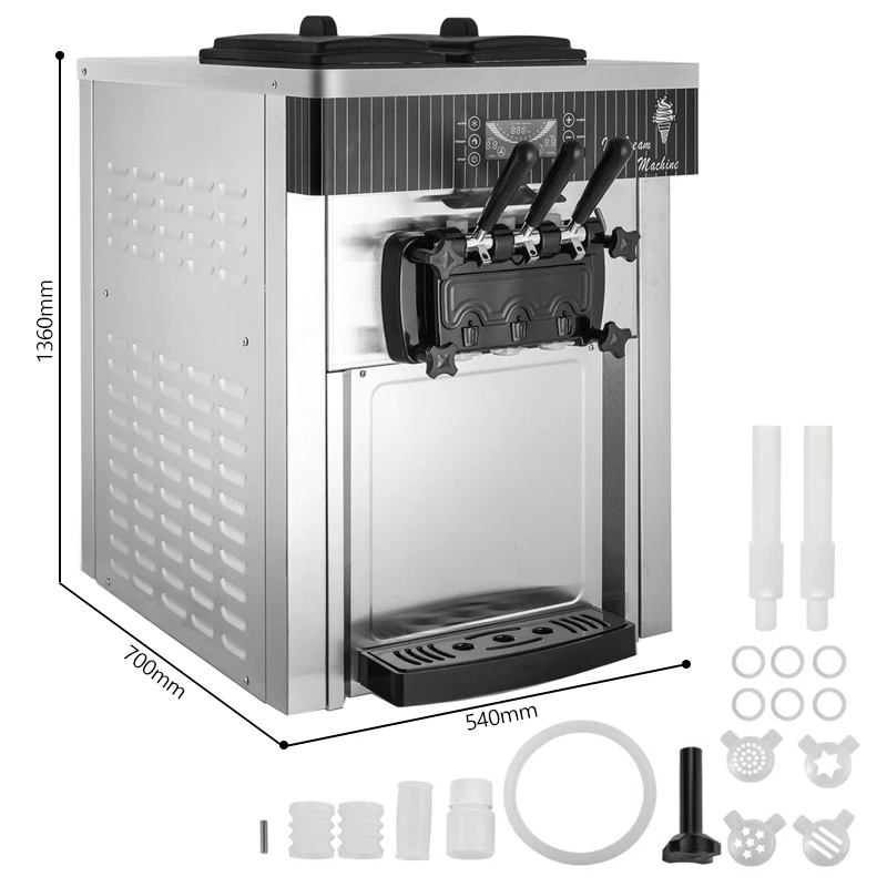 Ice Creme Machine 20-28L/H 3 Flavors Commercial Mike Soft Serve Ice Cream Maker Ice Cream Making Machine For Business Price